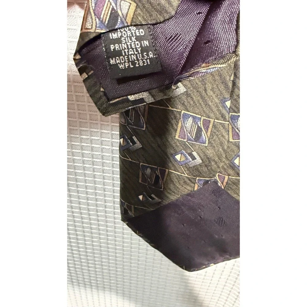 Barrington Alexandre London Silk Necktie Lot 3 OS Multicolor Geometric Paisley